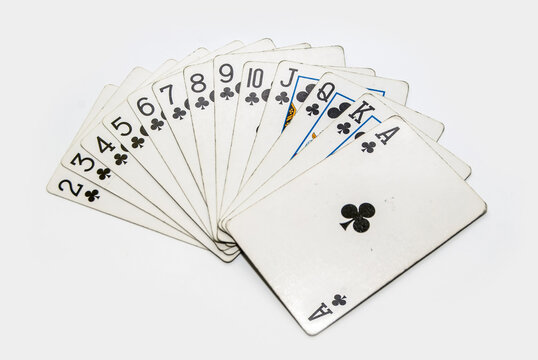 set of  playing cards clubs isolated on white background