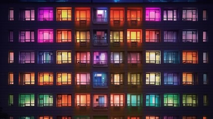 A vibrant, illuminated cityscape at nighttime. Generative ai