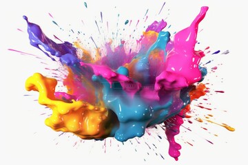 Vibrant Pastel Acrylic Paint Splatters on Transparent PNG Background, Generative AI.