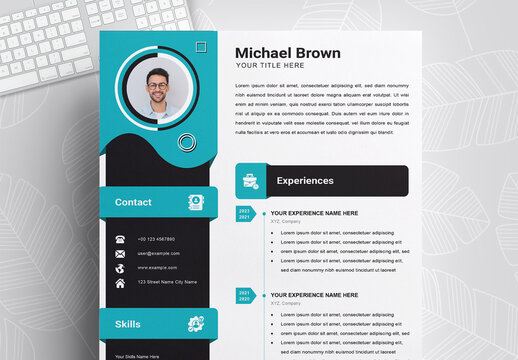 Resume with Colorful Header and Footer Accents