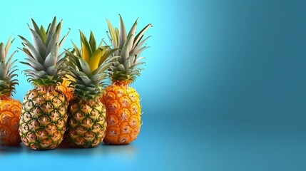 A group of ripe pineapples arranged in a pattern. Generative ai