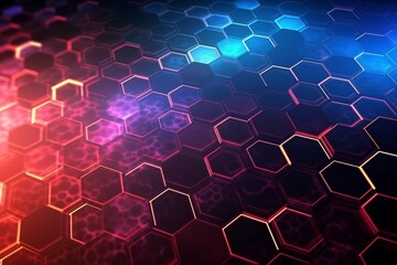 Abstract background with hexagon network technology. Generative AI