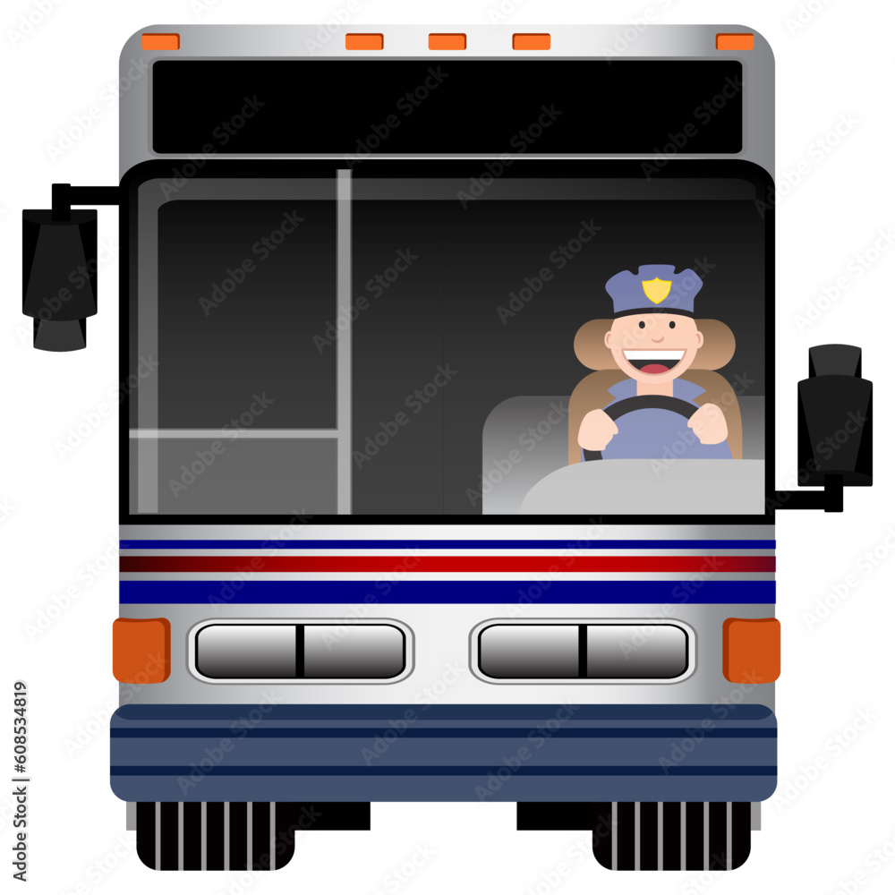 Aufkleber an image of the front view of a bus with driver.
