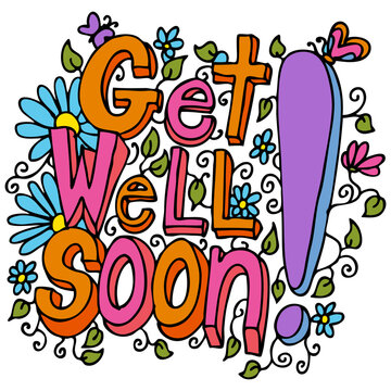 An image of a get well soon floral design drawing.