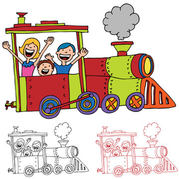An image of children riding on a train.