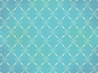 Vintage Wallpaper - Light Ornaments on Turquoise Blue Background
