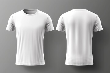 Front and Back White T-Shirt Template with Shadow Effect on White Background, Generative AI.