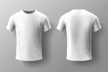 Front and Back White T-Shirt Template with Shadow Effect on White Background, Generative AI.