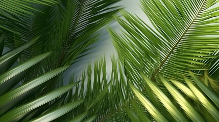 Obraz premium The intricate details of palm tree leaves up close. Generative ai