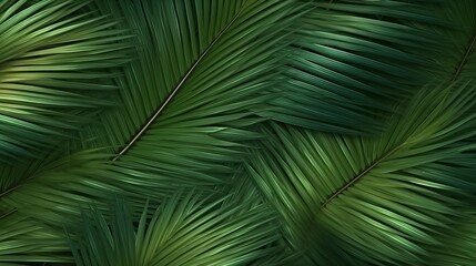 Naklejka na ściany i meble A close-up view of a vibrant green palm leaf. Generative ai