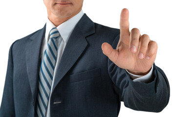 Businessman Finger Pressing an Imaginary Button