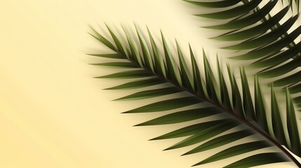 Obraz premium A vibrant palm leaf on a yellow background. Generative ai