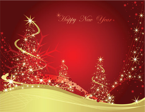 Happy New Year  background gold and red