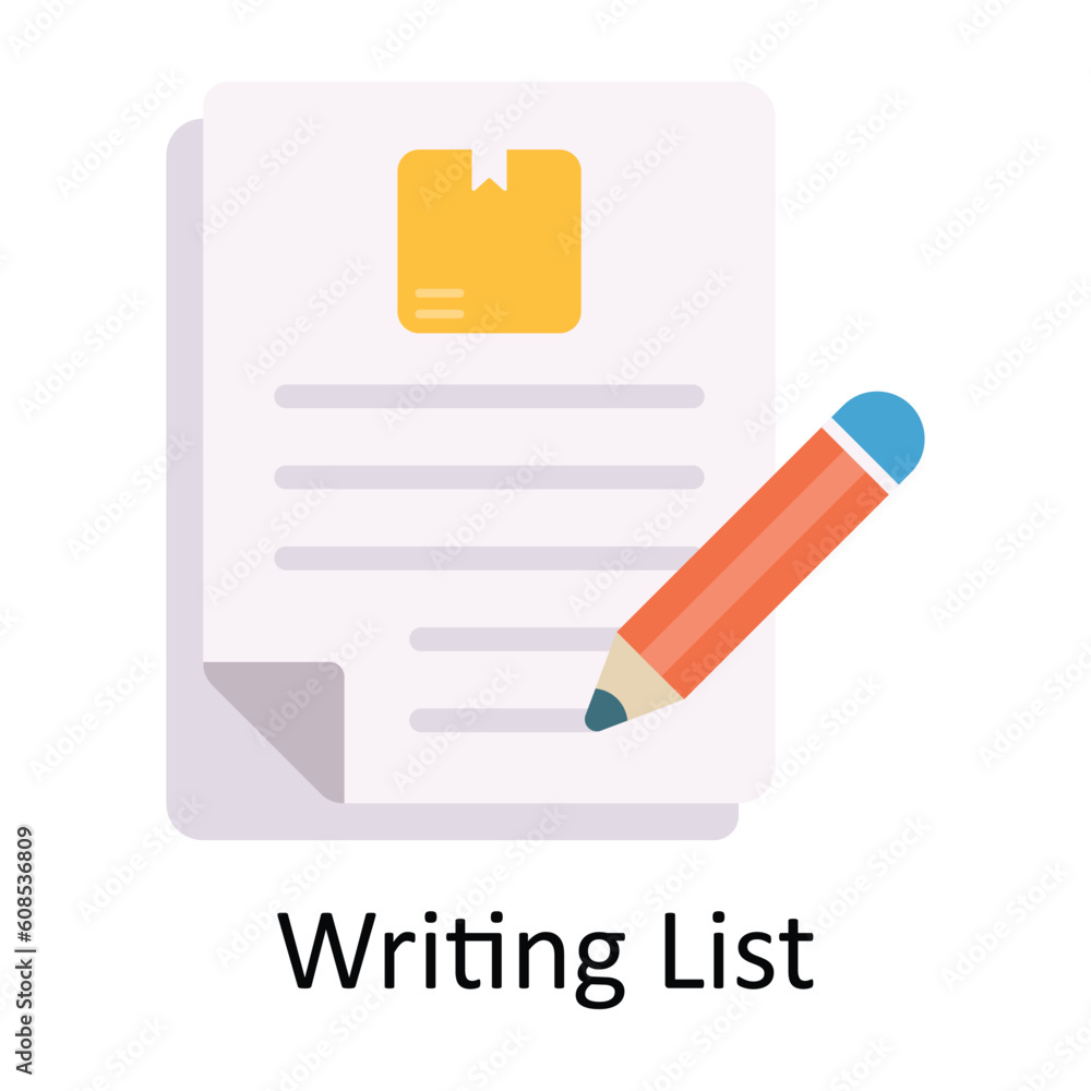 Poster writing list vector flat icon design illustration. ecommerce and shopping symbol on white background