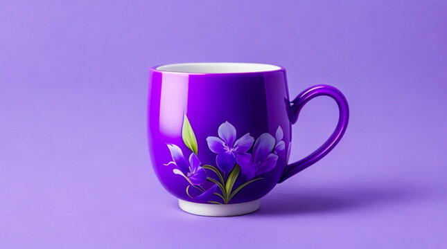 A violet cup on a violet background, created using Generative AI tools