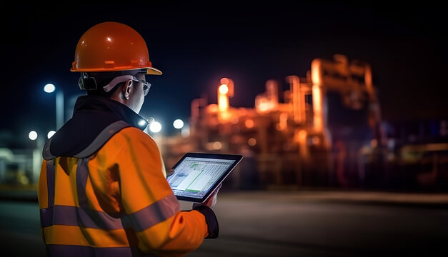 Revolutionizing the Oil and Gas Industry Engineering Advancements with Smart Tablet. created with Generative AI