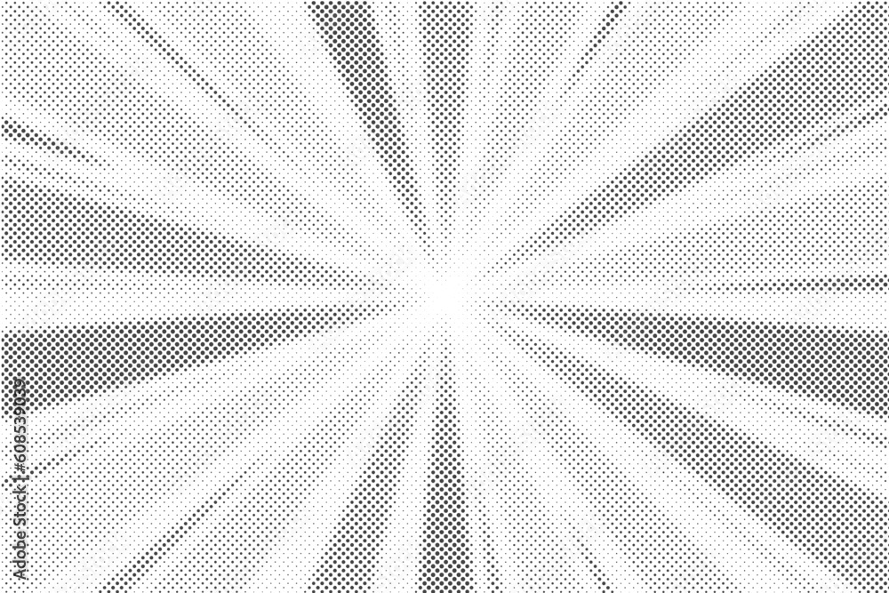 Aufkleber sun rays halftone background. white and grey radial abstract comic pattern. vector explosion abstrac