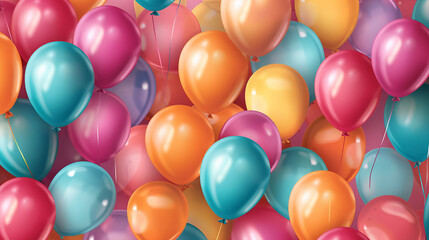 Fototapeta na wymiar Birthday balloons template luxury shiny colorful balloons. 