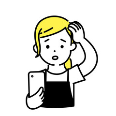 かわいい人物のイラストシリーズ _ 女性の店員_ 戸惑う