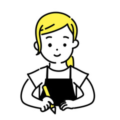 かわいい人物のイラストシリーズ _ 女性の店員_ 学ぶ