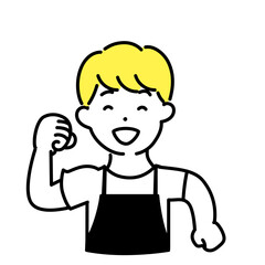 かわいい人物のイラストシリーズ _ 男性の店員_ 歩く