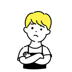 かわいい人物のイラストシリーズ _ 男性の店員_ 疑問