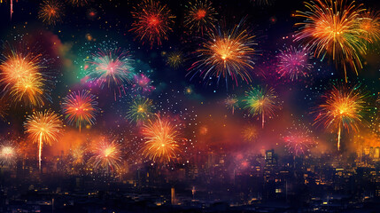 Fototapeta na wymiar colorful firework background.