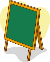 Chalk board on tripod icon, cartoon style