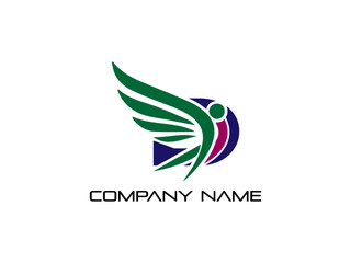 D letter Modern abstract Creative 
 digital wings logo. vector illustration logo. modern style Awesome logo in shape a template Mode flat.