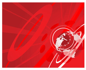 Red globe clock background illustration