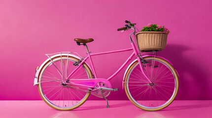 A beautiful pink cycle on a pink background, created using Generative AI tools