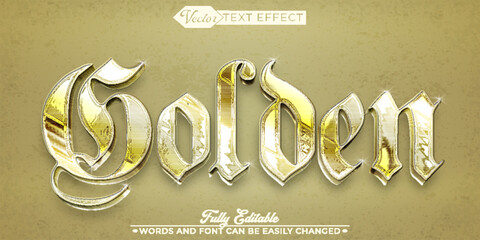 Medieval Golden Vector Editable Text Effect Template - obrazy, fototapety, plakaty