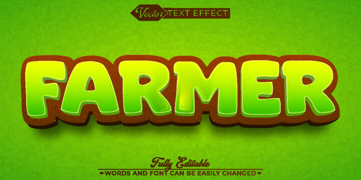 Cartoon Farmer Editable Text Effect Template