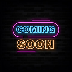 Coming Soon Neon Signs Vector Design Template Neon Style