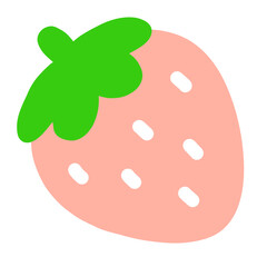 Cute Hand Drawn Pink Strawberry Cartoon Illustration