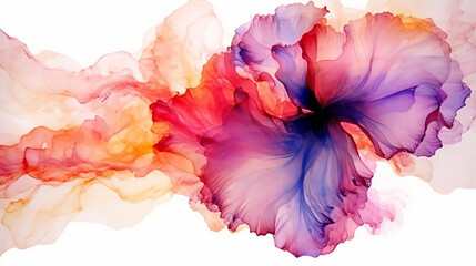 Flower of hand painted abstract ink background. 