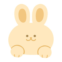Cute Smile Beige Rabbit Hanging Over Cartoon