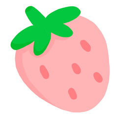 Cute Hand Drawn Single Pink Strawberry Cartoon Illustration