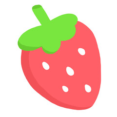 Cute Hand Drawn Red Strawberry Cartoon Illustration