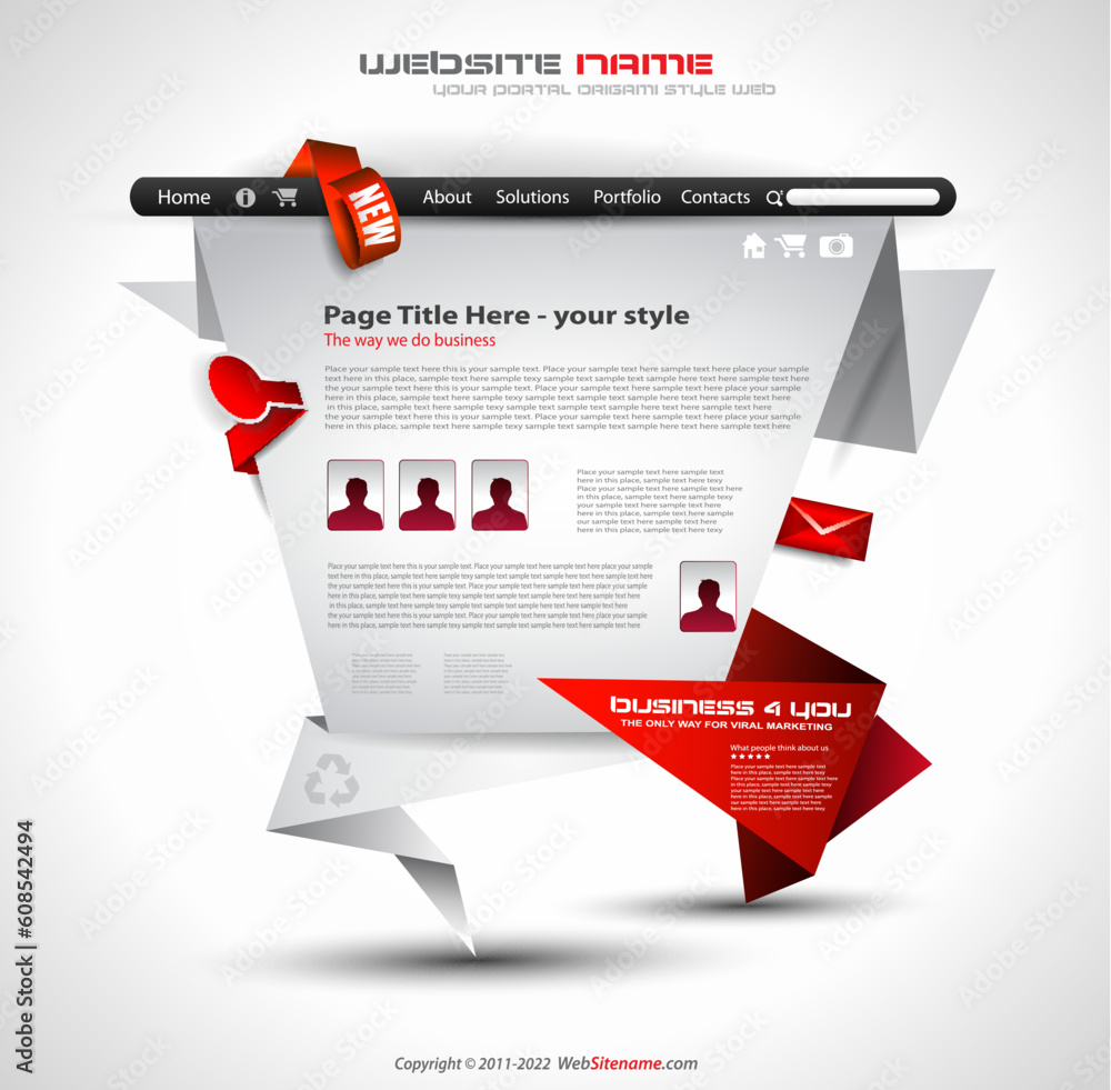 Poster origami website - elegant design for business presentations. template with a lot of design elements.