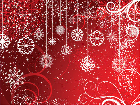 Abstract winter background with decorative snowflakes