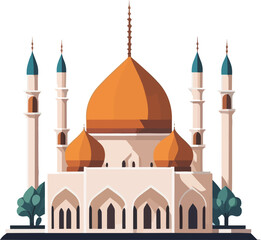 A striking representation of a mosque in simple line art, showcasing the intricate details of its architecture