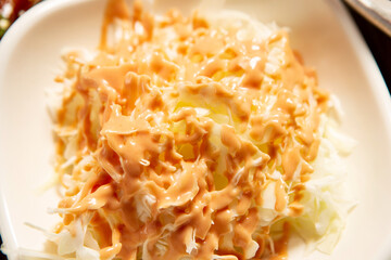 Salad with Sliced Cabbage and Sauce