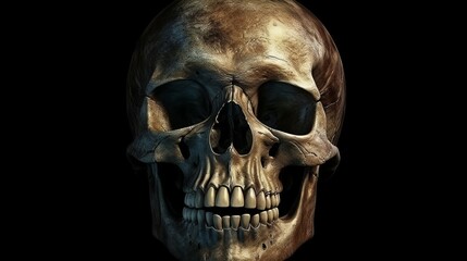 A human skull on a black background. Generative ai