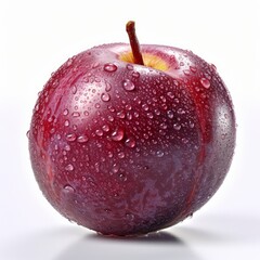 A fresh plum isolated on white background. Fresh raw organic fruit. Generative AI.