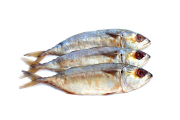 Salted fish on white background.