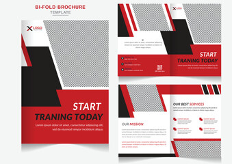 Creative gym training Bi-Fold Brochure design, Fashion Fitness business Template design