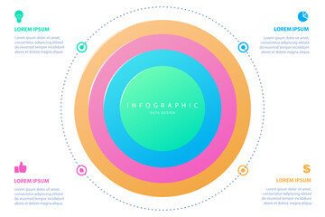 Infographic elements data visualization vector design template. parts or processes. workflow layout, diagram. Business concept presentation, glowing gradient 3d chart, graph, illustration.