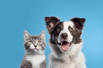 cat kitten and a Border Collie dog. Generative AI