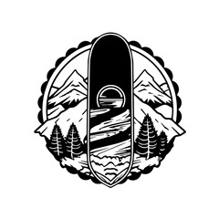 Snowboard  Logo Monochrome Design Style